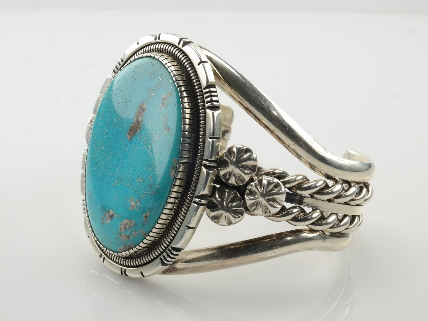 Navajo Billie Wydell Sterling Silver Cuff Bracelet Turquoise