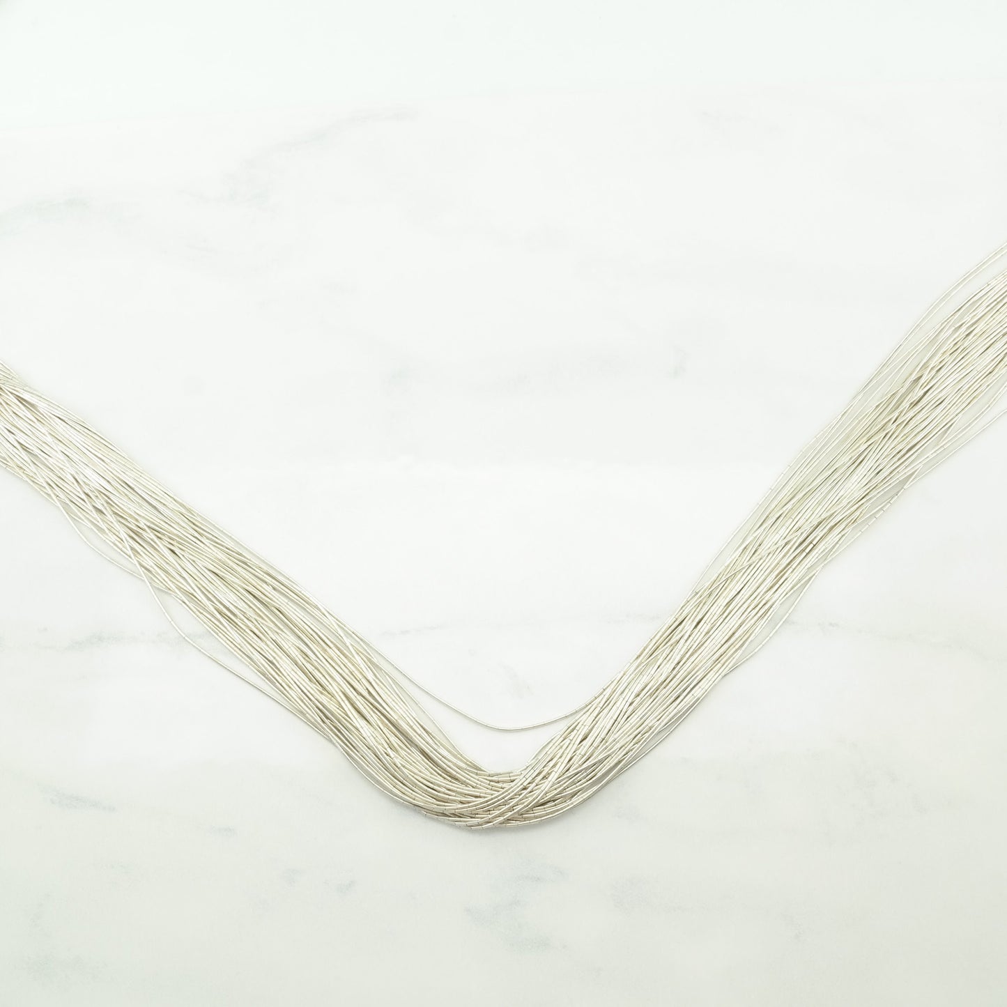 Vintage Native American Sterling Silver Liquid Silver 50 Strand Necklace