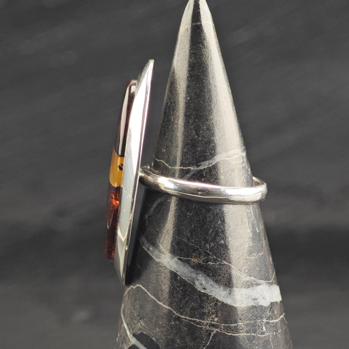 Baltic Amber Inlay Sterling Silver Ring Sz 6 R6753