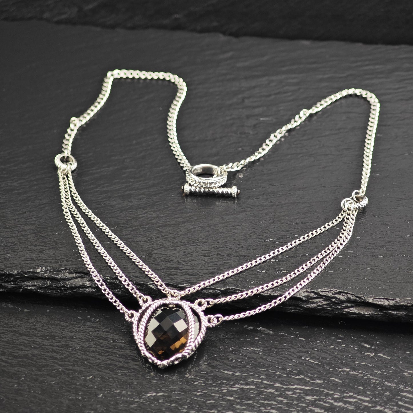 Anthony Nak Smoky Quartz, Heart Sterling Silver Necklace N2736