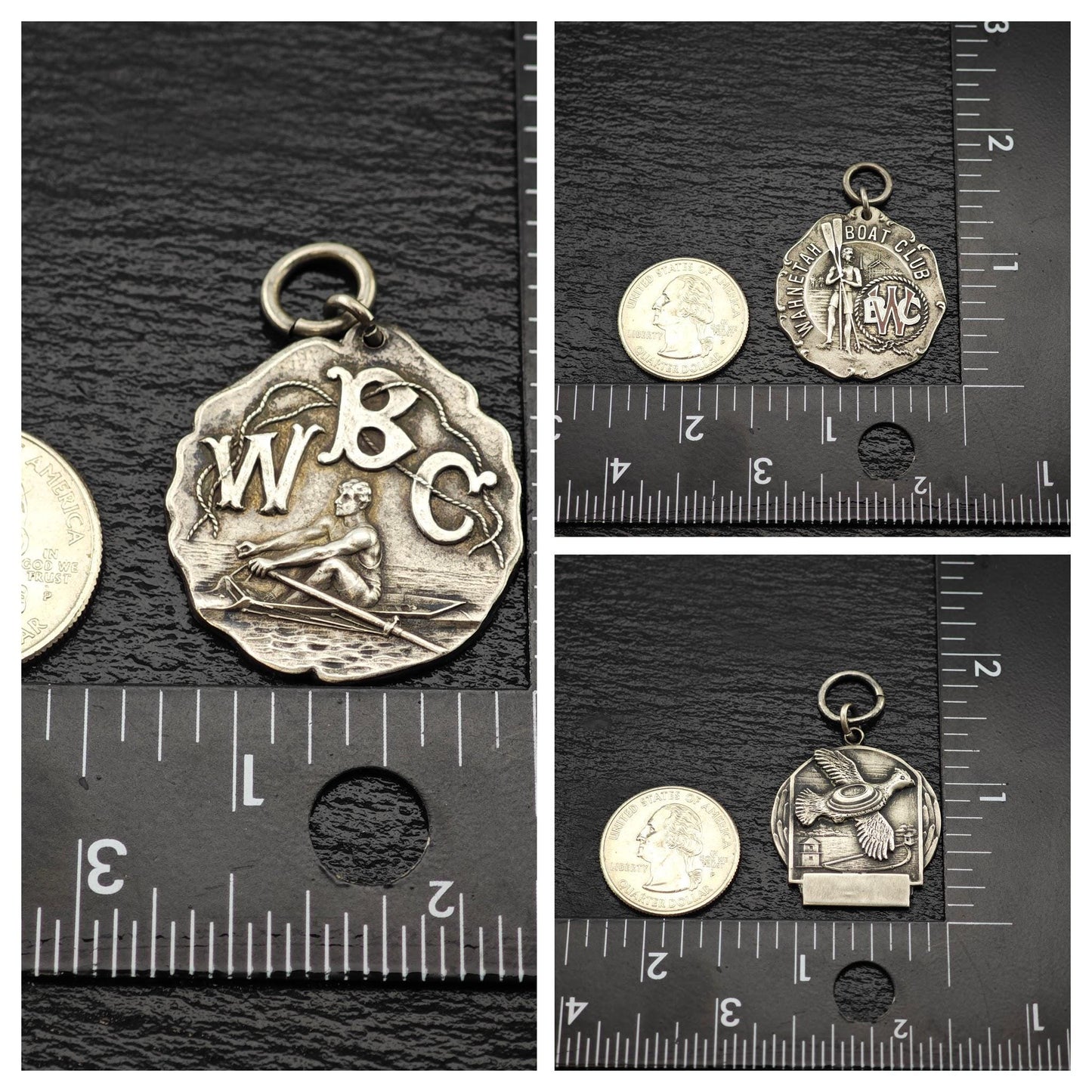 Choice of Antique Fob Pendants Sterling Silver