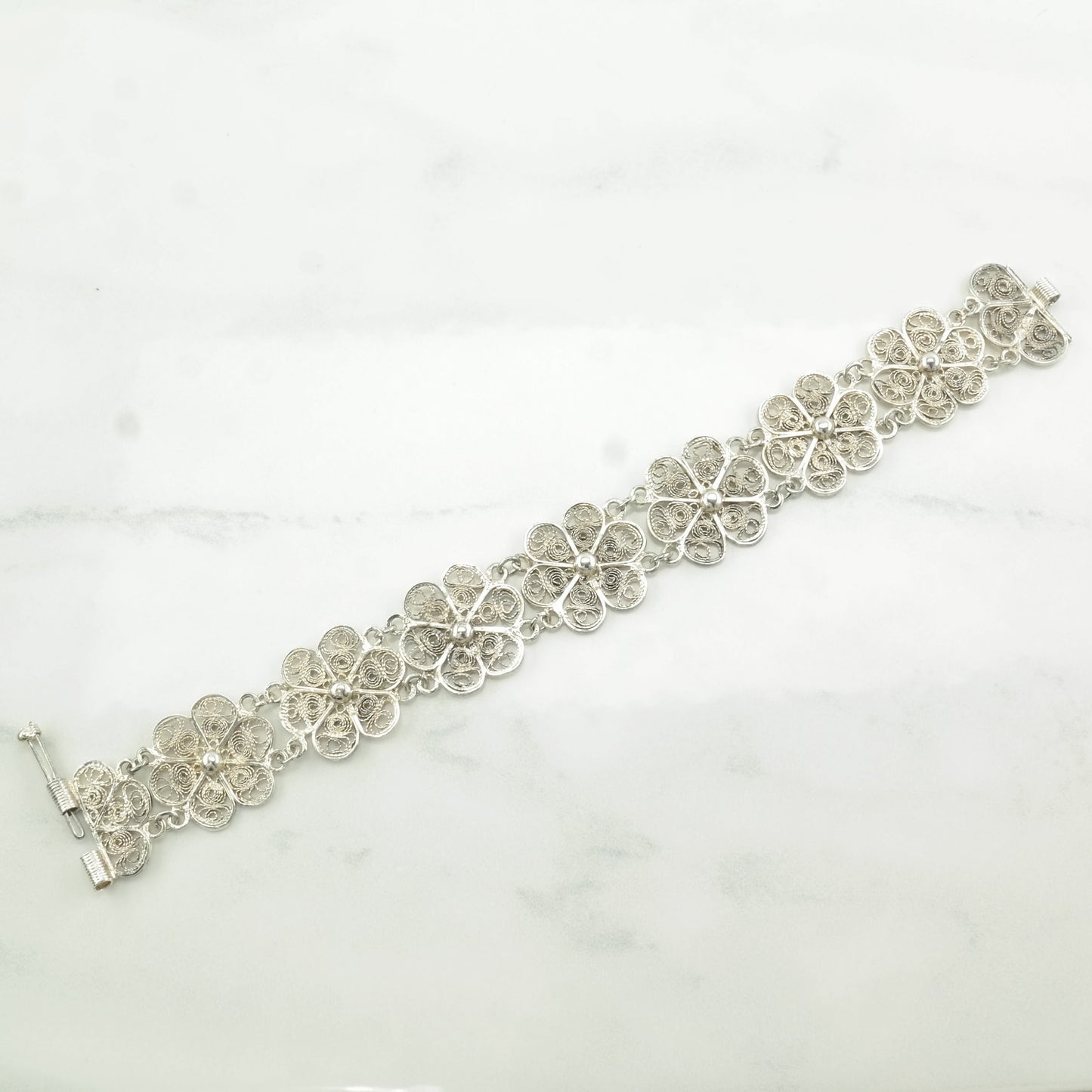 Choice of Vintage Sterling Silver Link Bracelets Filigree