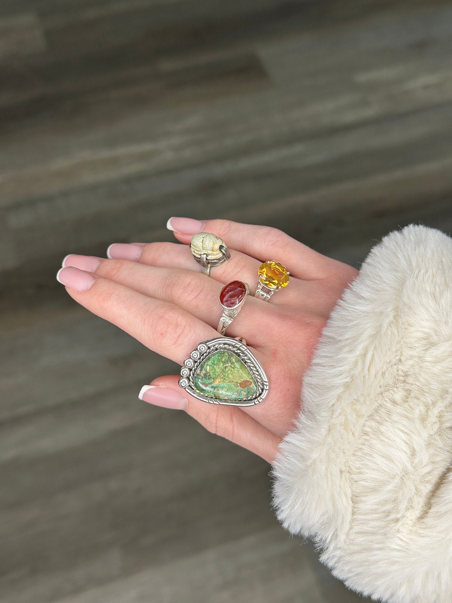 Vintage Sterling Silver Ring Citrine Yellow Size 7 1/2