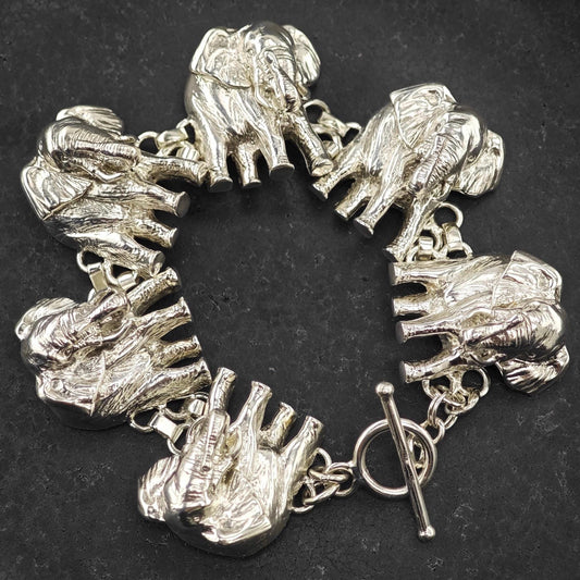 Carol Felley, Elephant Link Bracelet Sterling Silver