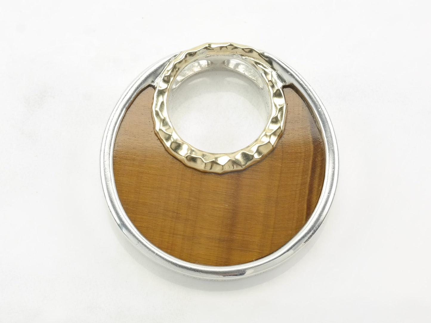 Vintage Lorenzo Tiger's Eye Reversible, 18K Gold Accent Sterling Silver Pendant