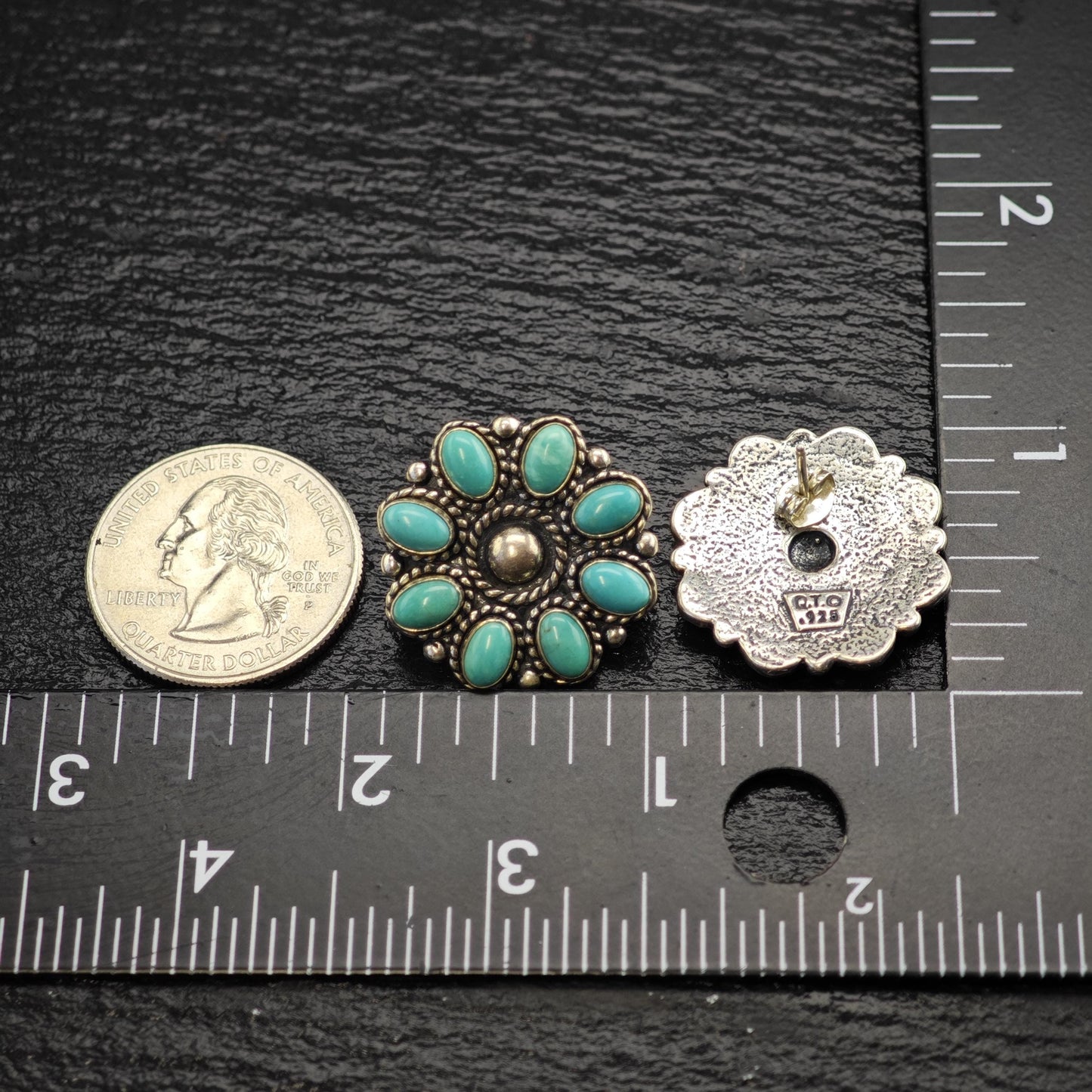 SW Style Turquoise Cluster Stud Sterling Silver Earrings ER3190