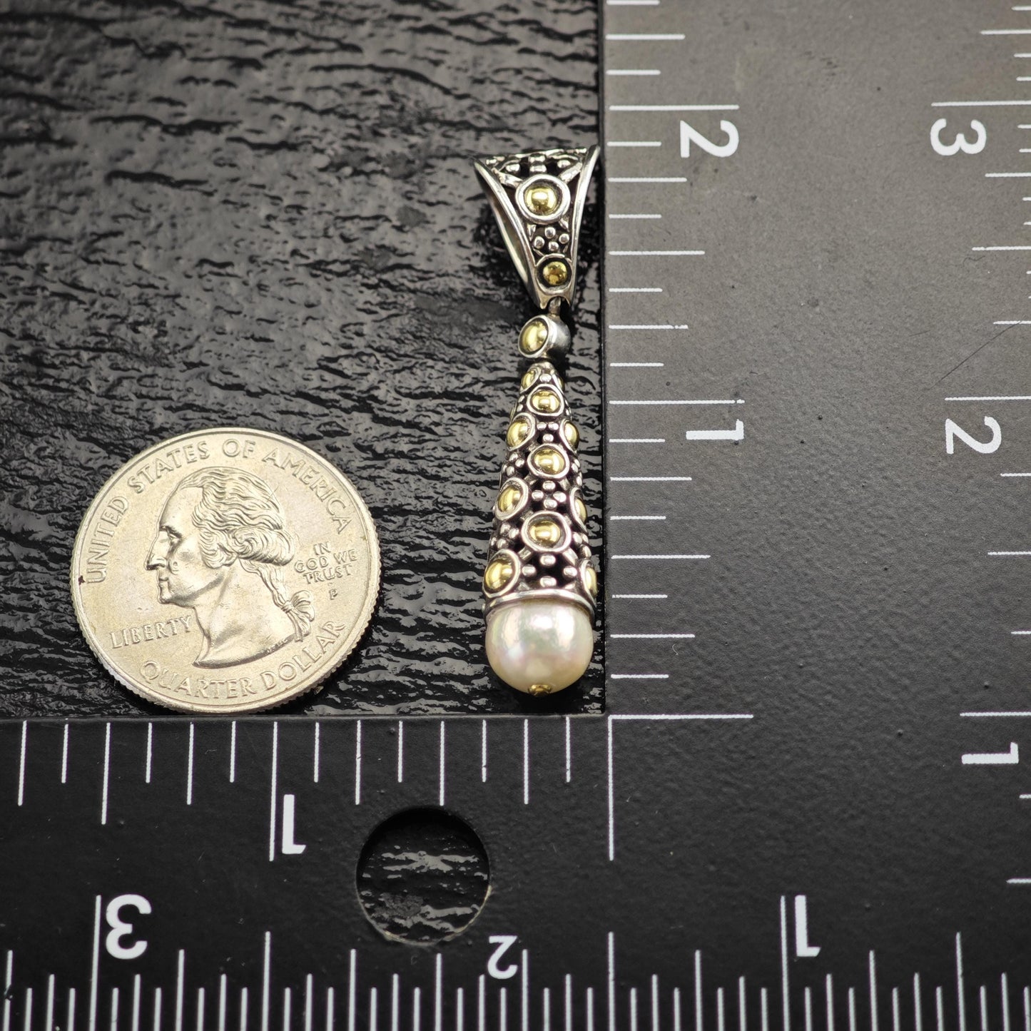 John Hardy 18K Gold Accents, Pearl Sterling Silver Pendant P3040