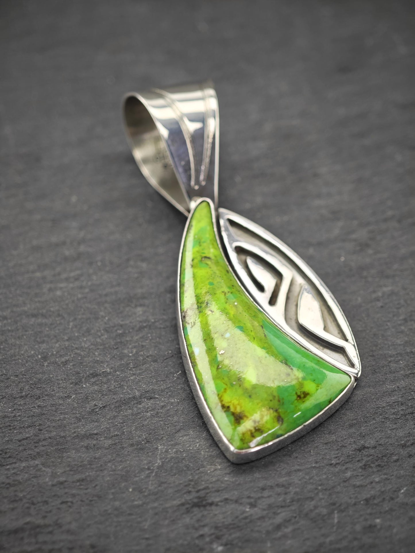 DTR Green Dyed Turquoise Pendant, Sterling Silver