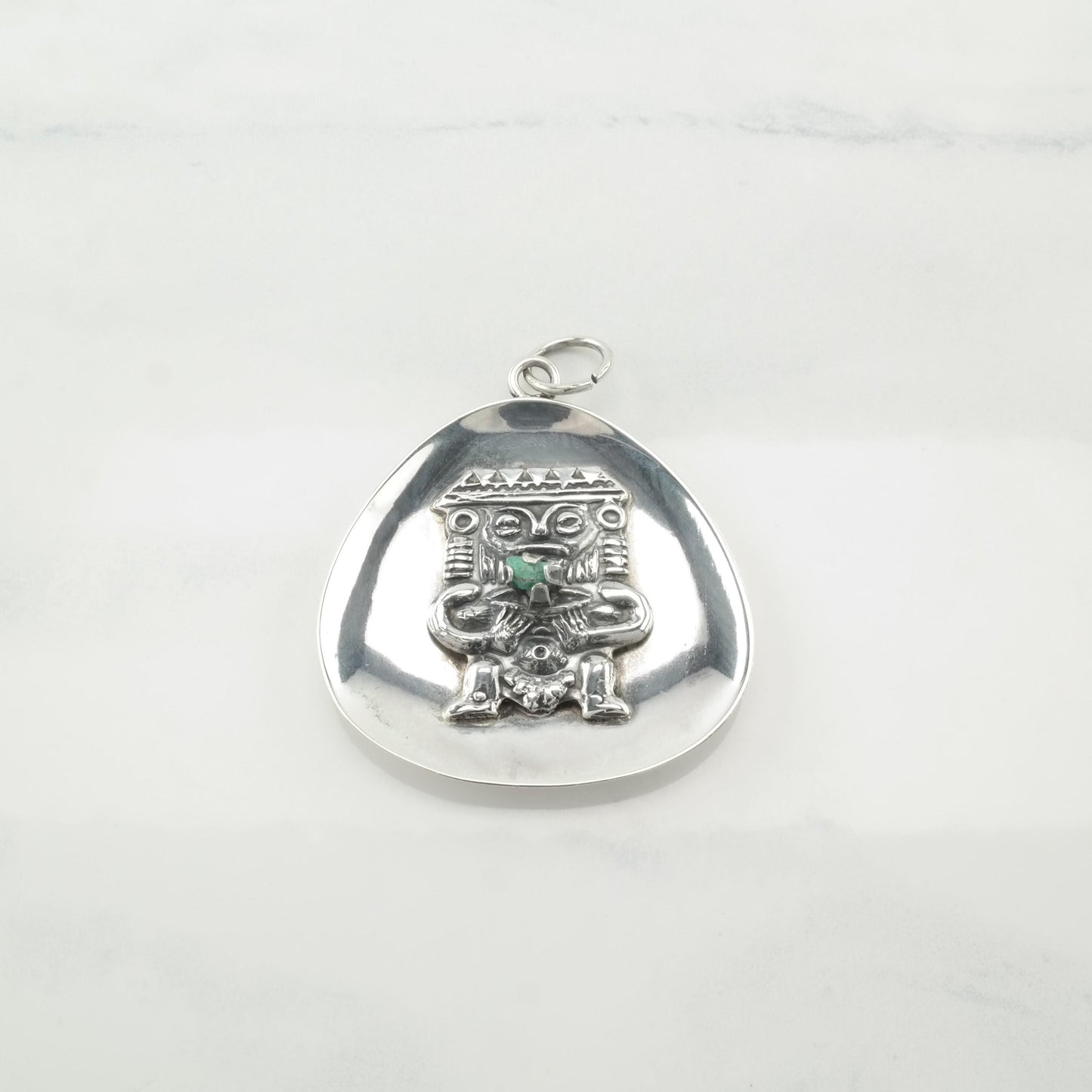 Vintage Emerald Sterling Silver Pendant