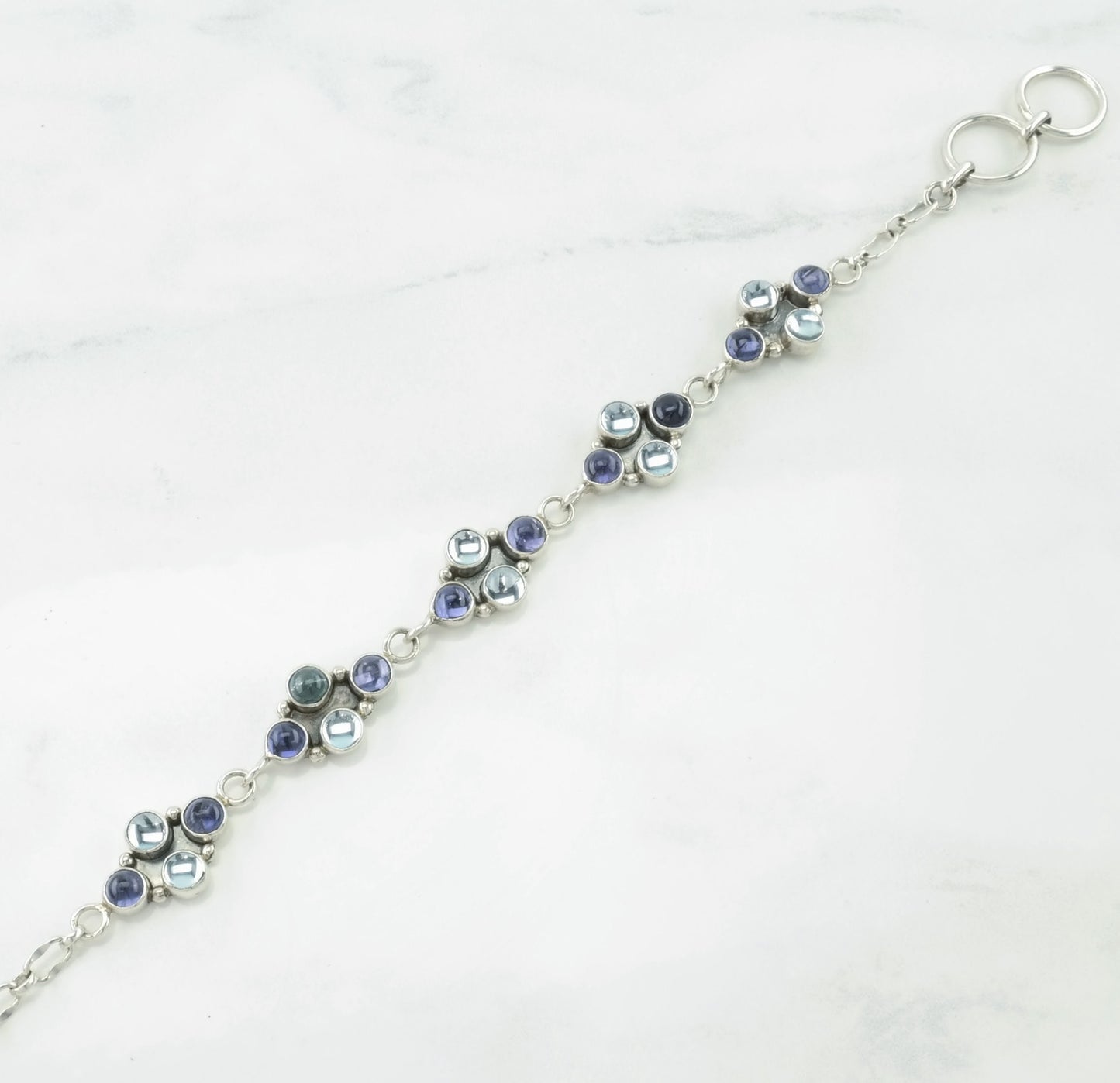 Sterling Silver Link/T-Bar Bracelet Purple Topaz, Iolite BR2562