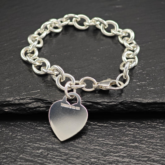 Tiffany Heart Tag Curb Bracelet Sterling Silver 7 1/2"
