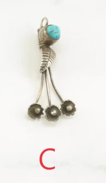 Vintage Pendant Choice Turquoise, Cross, Bell, Floral, Shadowbox, Dreamcatcher Sterling Silver