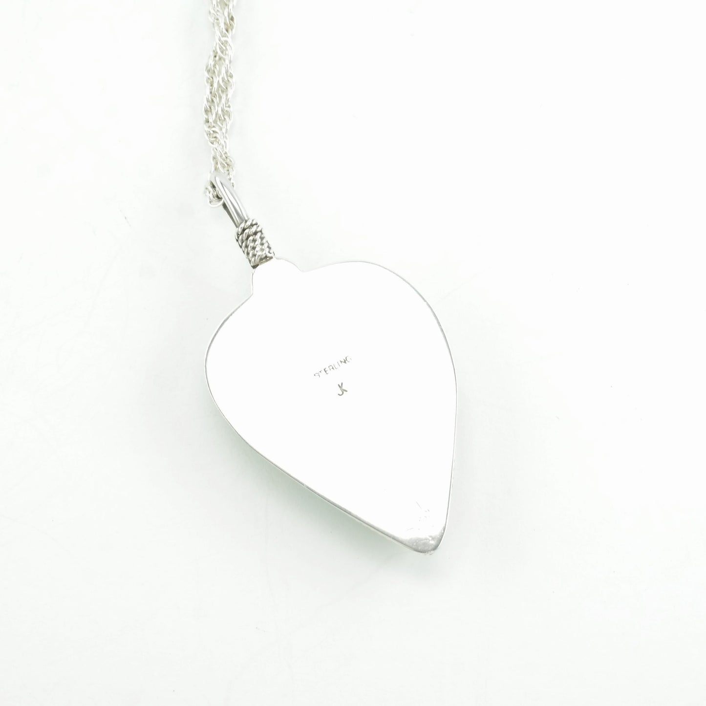 Carved Turquoise Leaf Native American Necklace Sterling Silver Royston