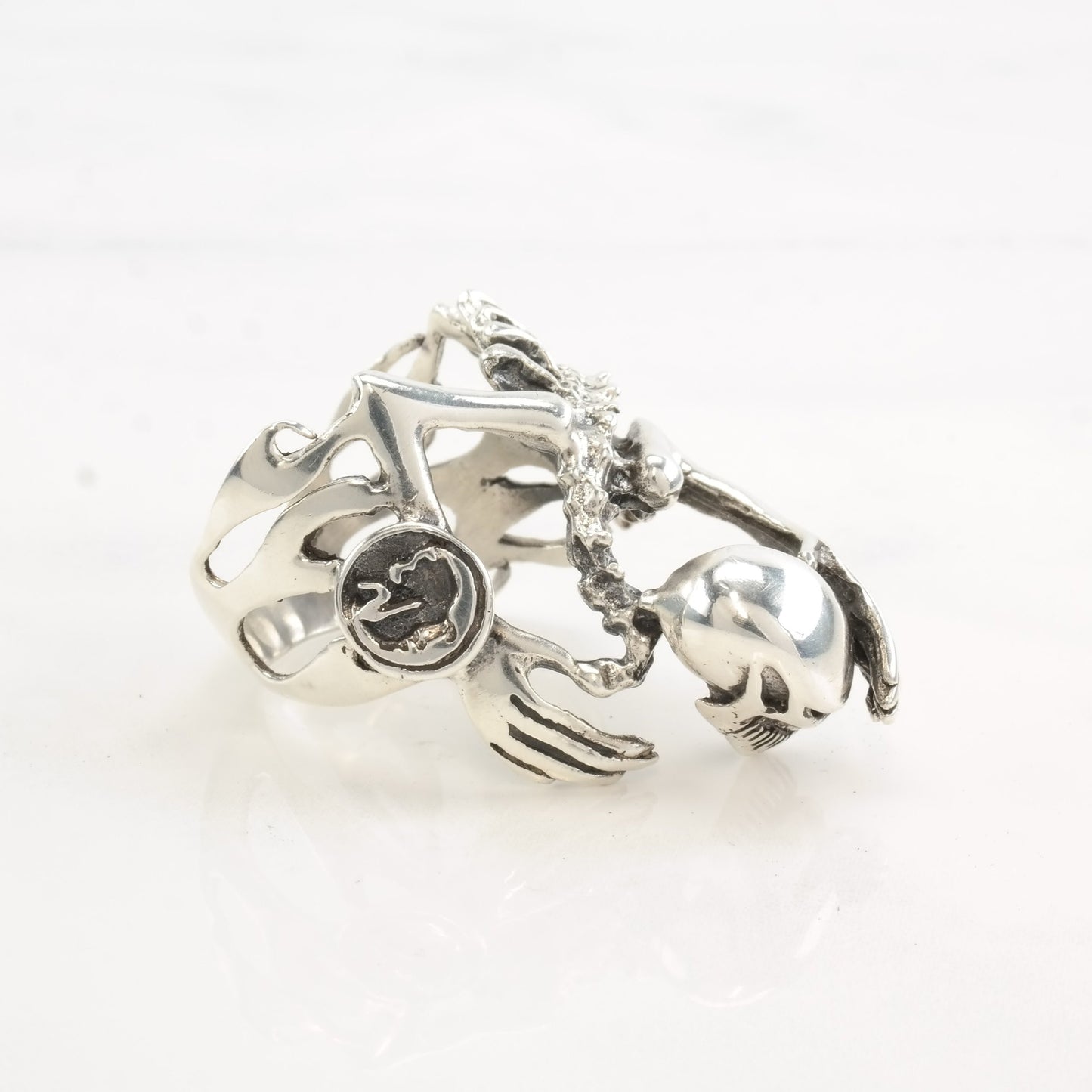 Vintage HAN Silver Ring Skeleton Sterling Size 11 1/2
