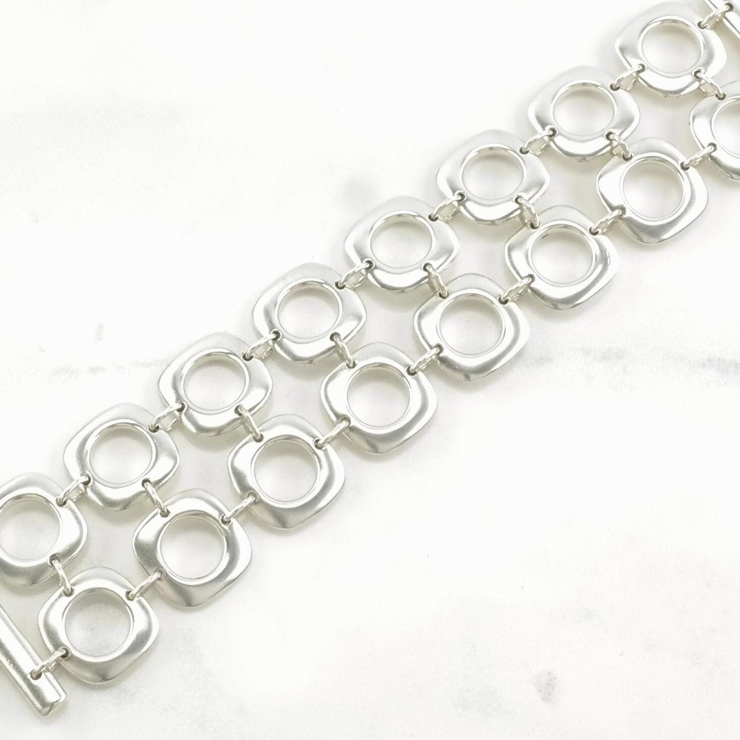 Tiffany & Co. Sterling Silver Link Bracelet Double Cushion
