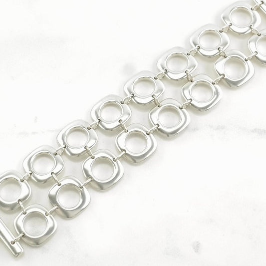 Tiffany & Co. Sterling Silver Link Bracelet Double Cushion
