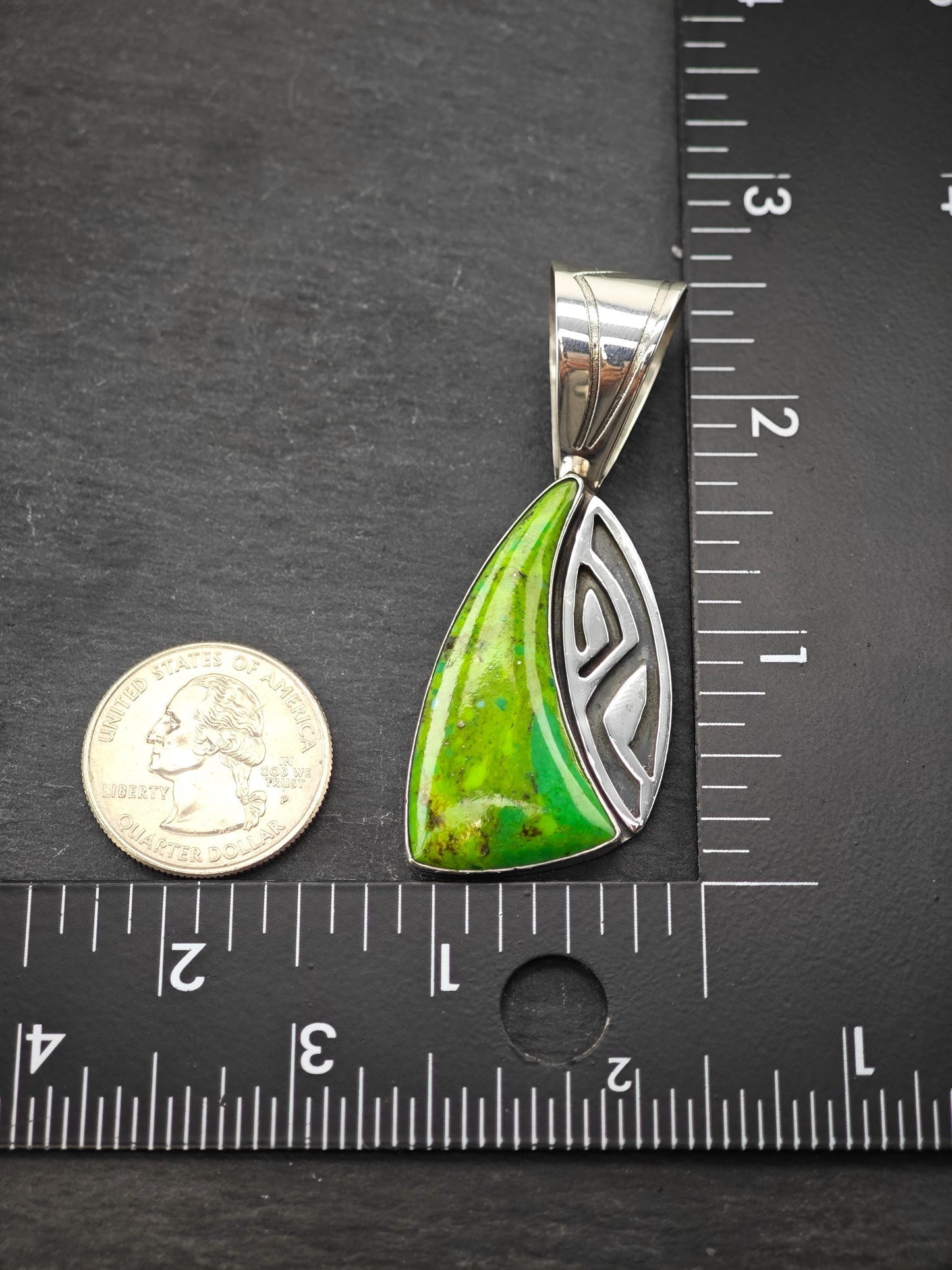DTR Green Dyed Turquoise Pendant, Sterling Silver