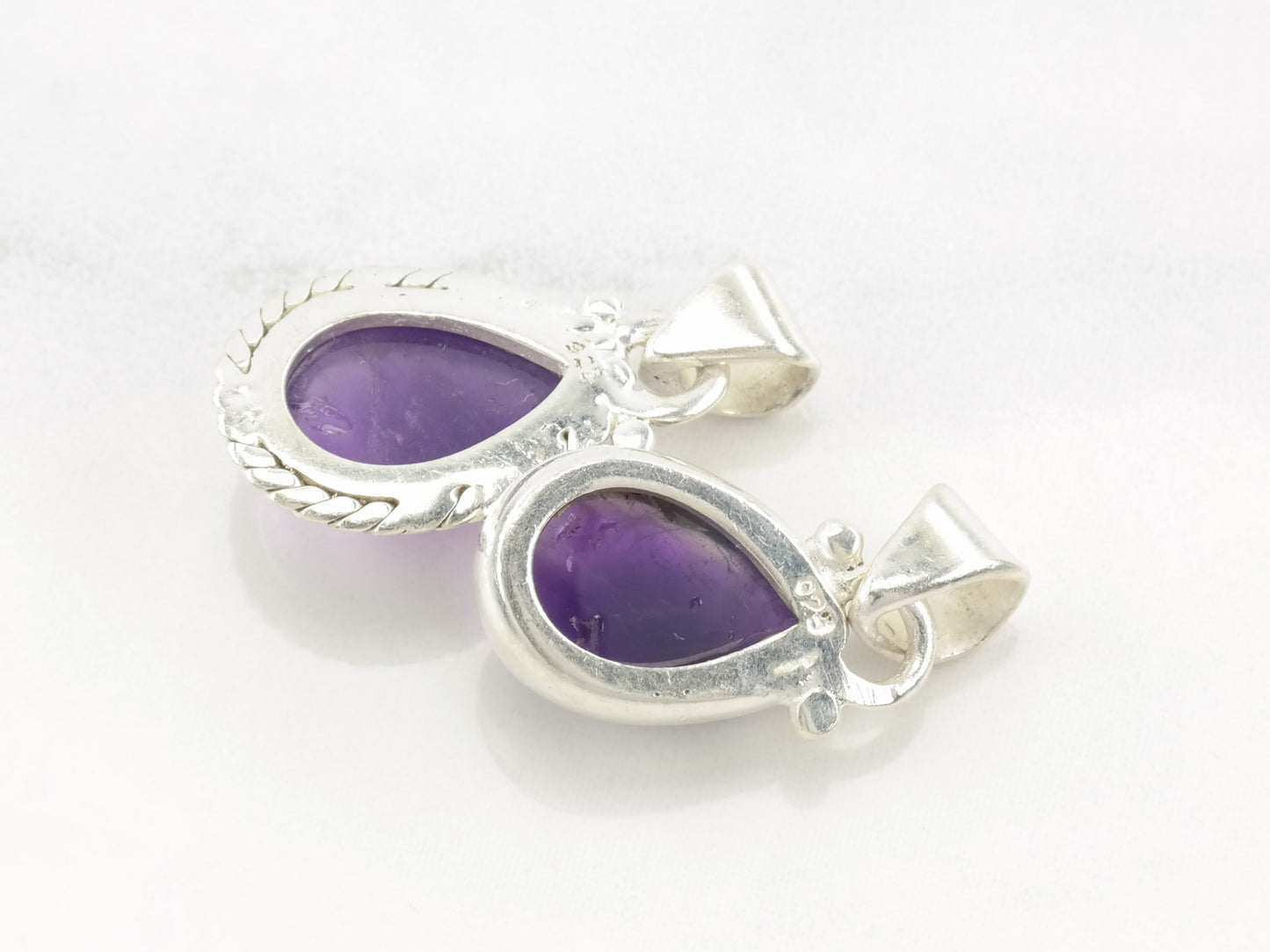Choice of Vintage Modernist Amethyst Teardrop Sterling Silver Pendant