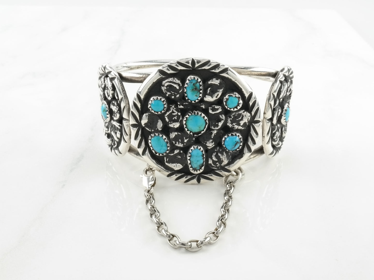Navajo Turquoise Cuff Bracelet Sterling Silver