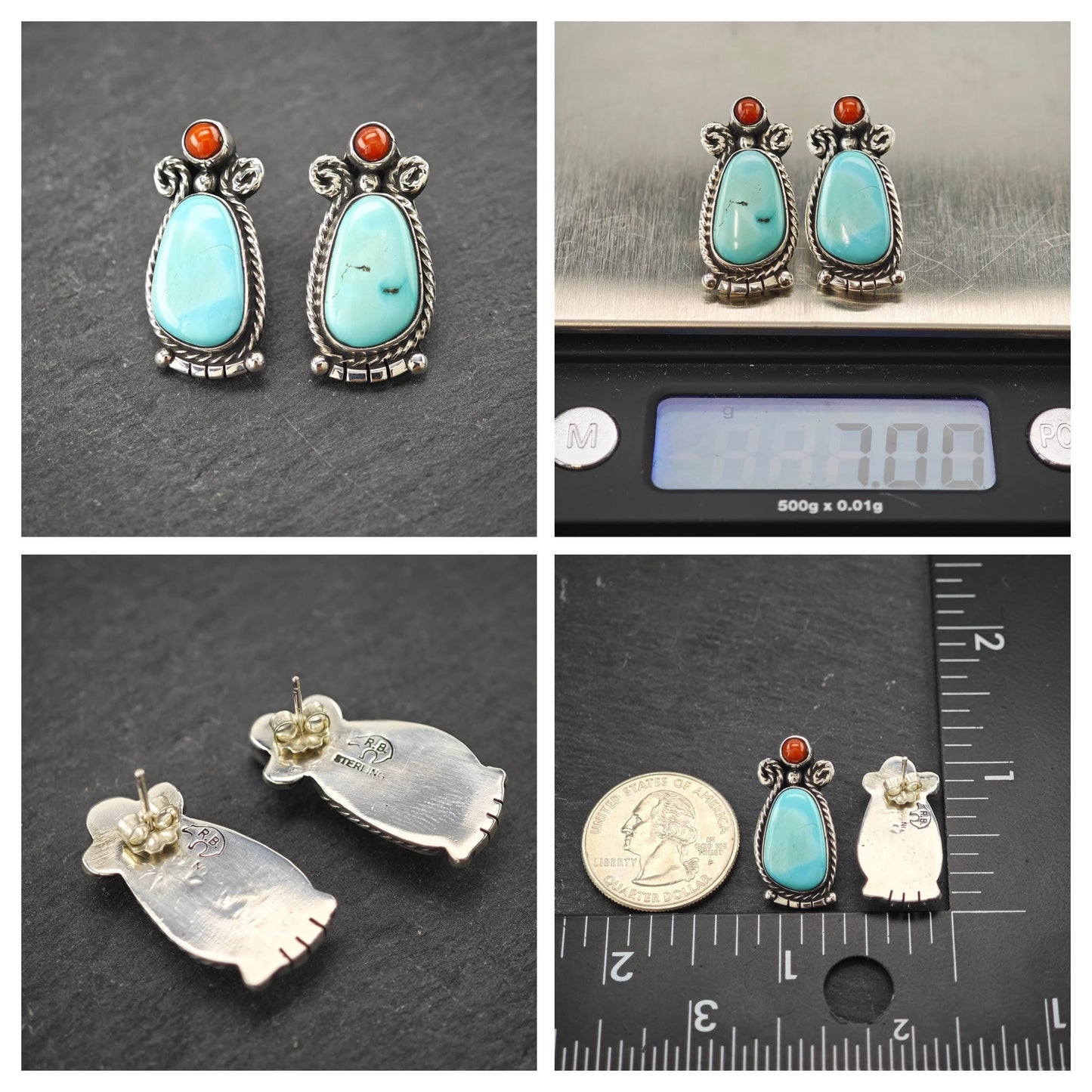 Choice of Native American, Kidney Wire/Stud Earrings Sterling Silver