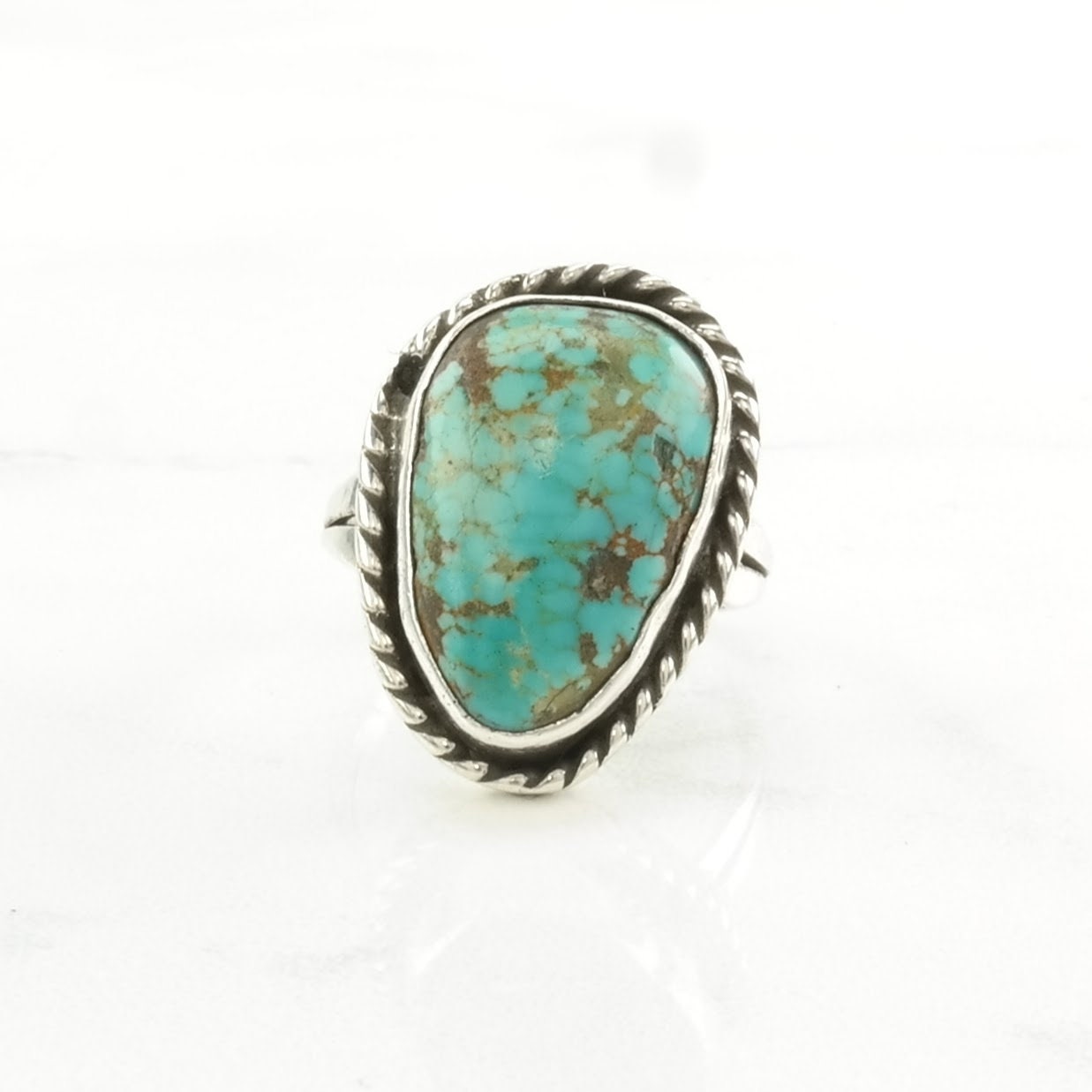 Vintage Sterling Silver Ring Turquoise Blue Size 5 3/4
