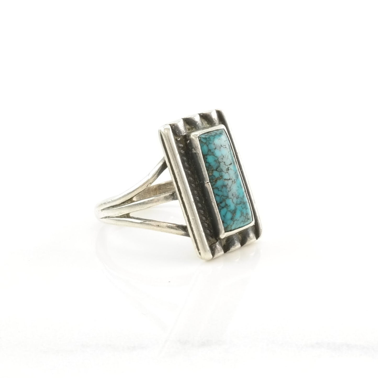 Vintage Sterling Silver Ring Turquoise Lone Mountain Blue Size 6 3/4
