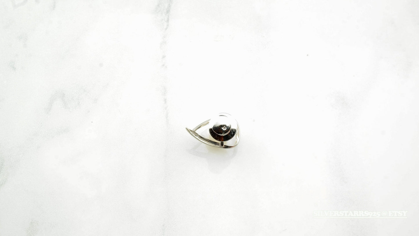 Modernist Pearl Sterling Silver Brooch B1344