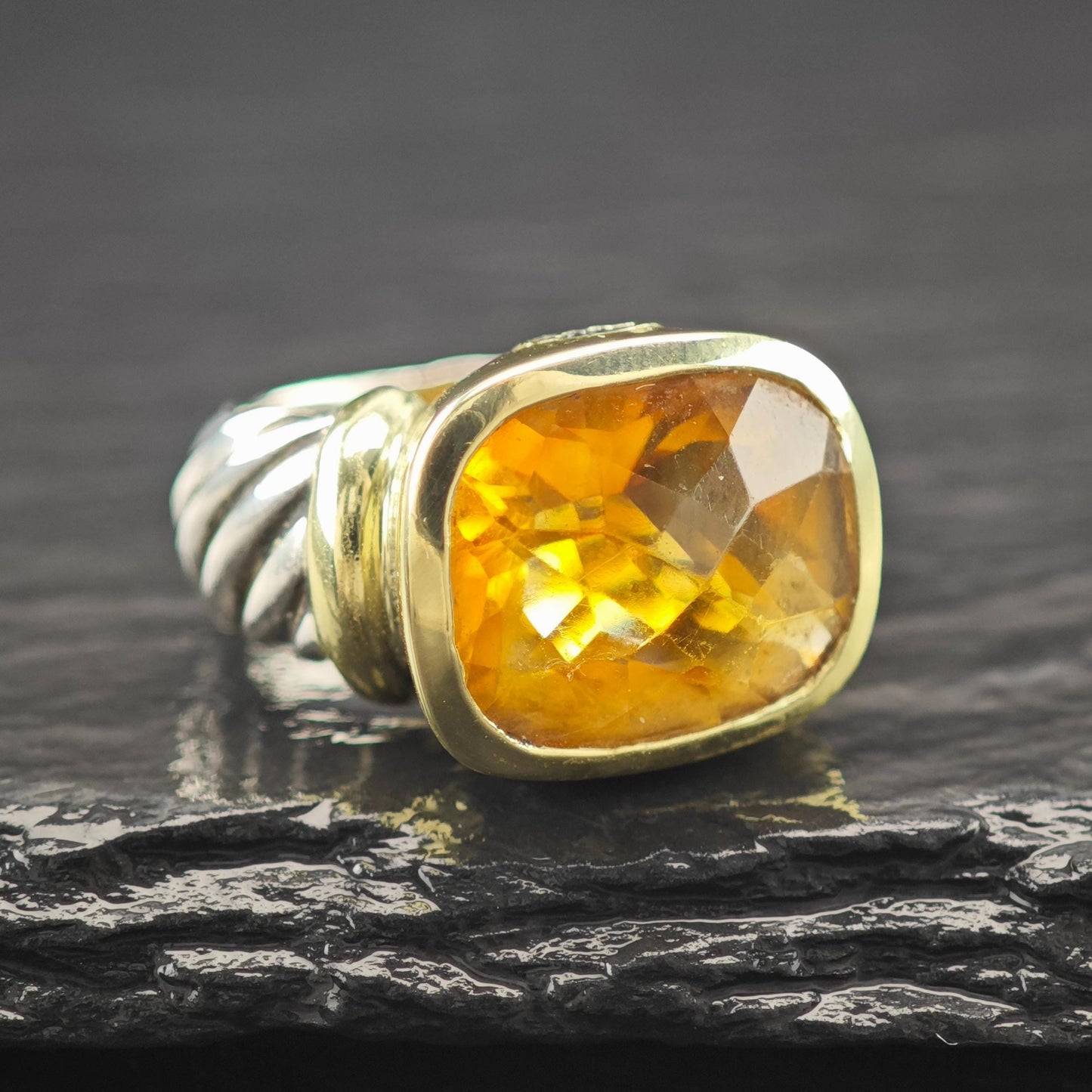 David Yurman Citrine Noblesse Ring, 14k Gold Accent, Sterling Silver