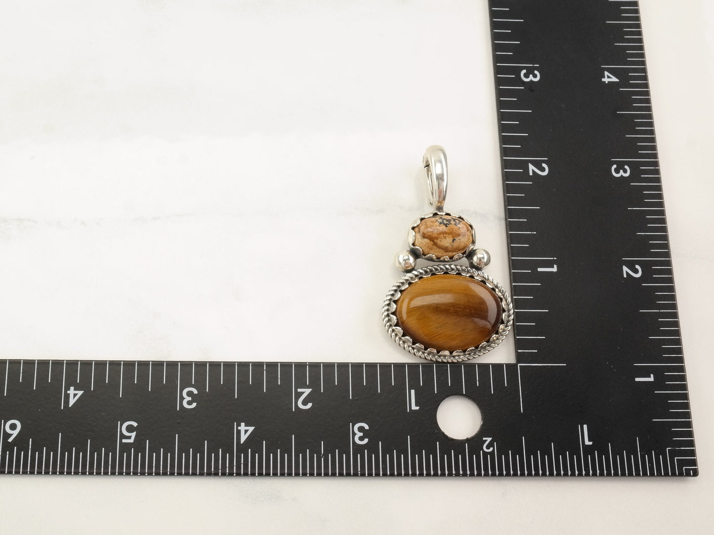 Vintage American West Tiger's Eye, Jasper Sterling Silver Pendant