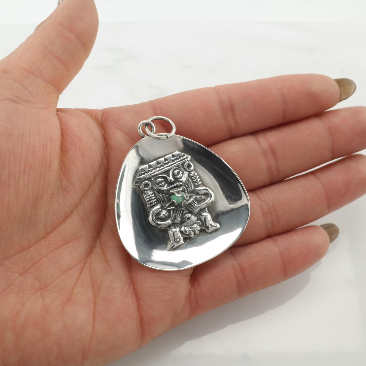 Vintage Emerald Sterling Silver Pendant