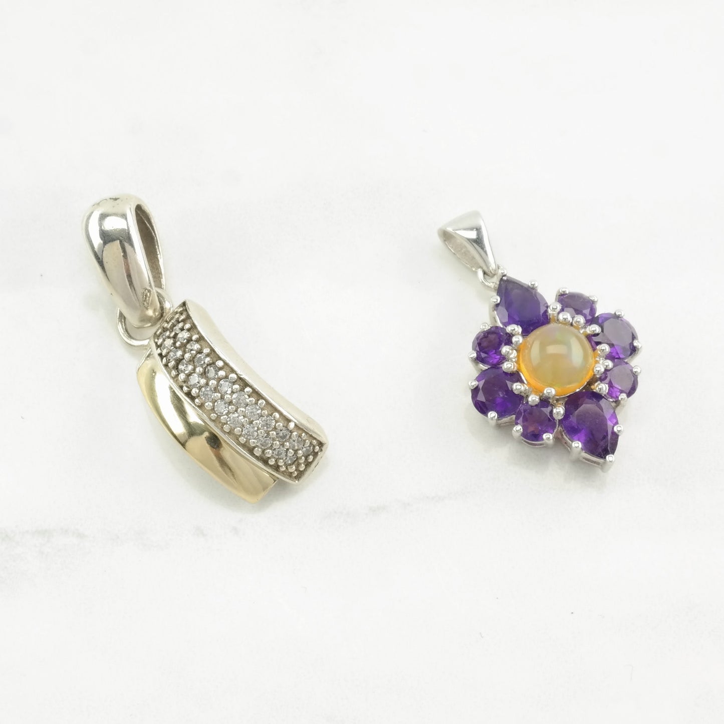 Vintage Choice Of Multi Gemstone Sterling Silver Pendant
