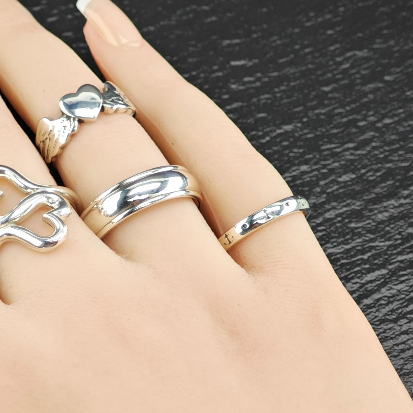Retired James Avery Anchor 3mm Band Sterling Silver R5850