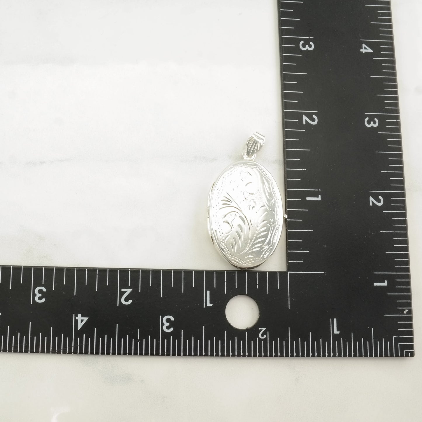 Vintage Engraved Locket Sterling Silver Pendant