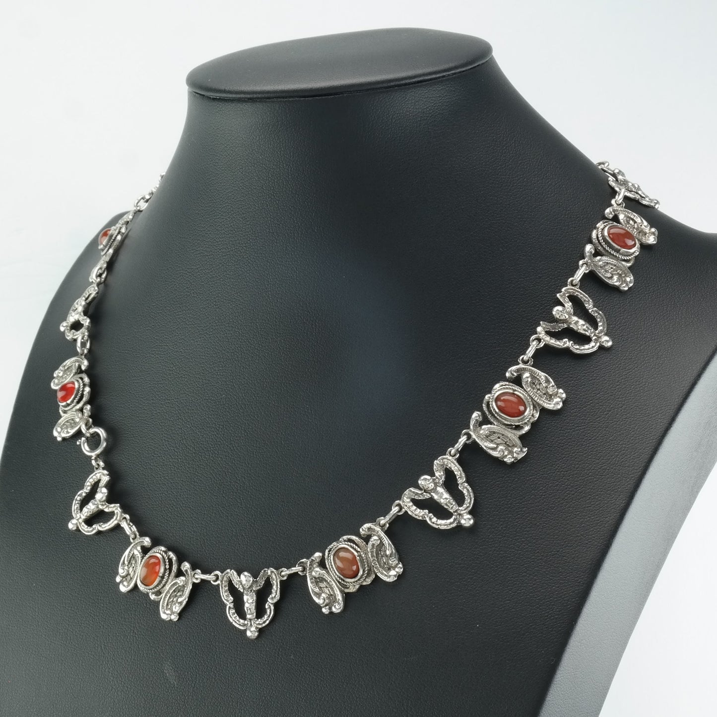 Peruzzi Angel Necklace Sterling Silver Orange/Red Carnelian