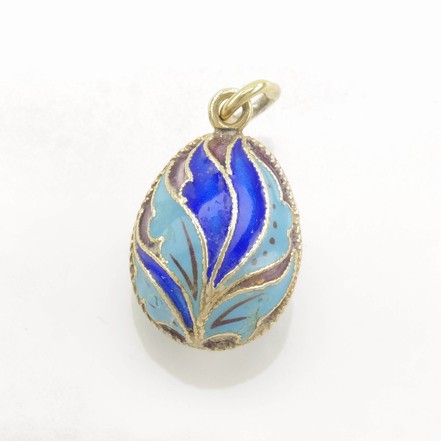 Vintage Soviet Enamel Egg Sterling Silver Pendant