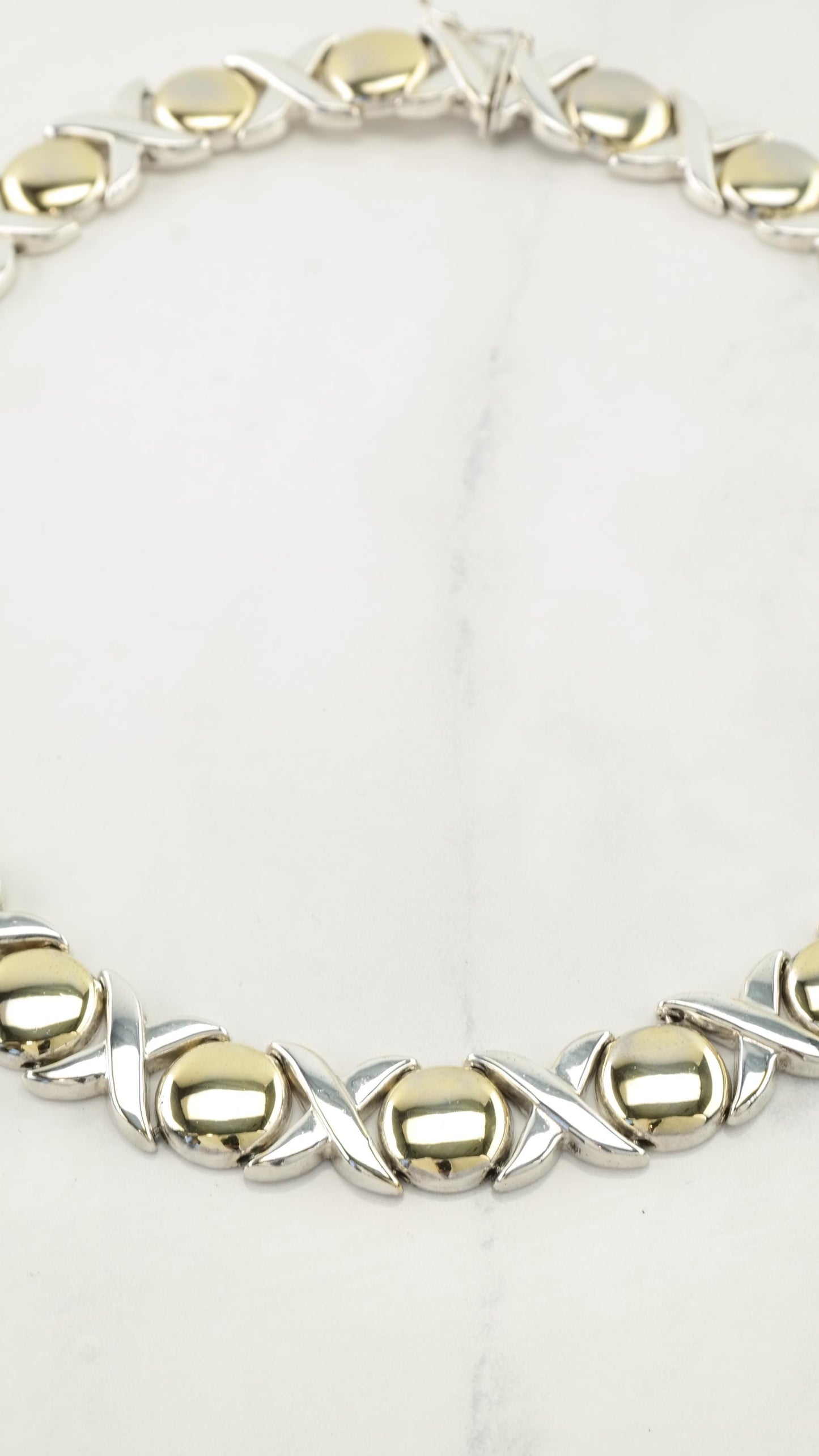 Vintage Italian Sterling Silver & Gold XO Necklace | Choker Necklace