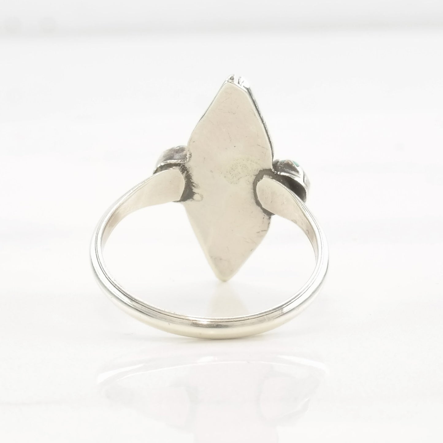 Vintage Native American Ring Turquoise Snake Eye Sterling Silver Size 6 3/4