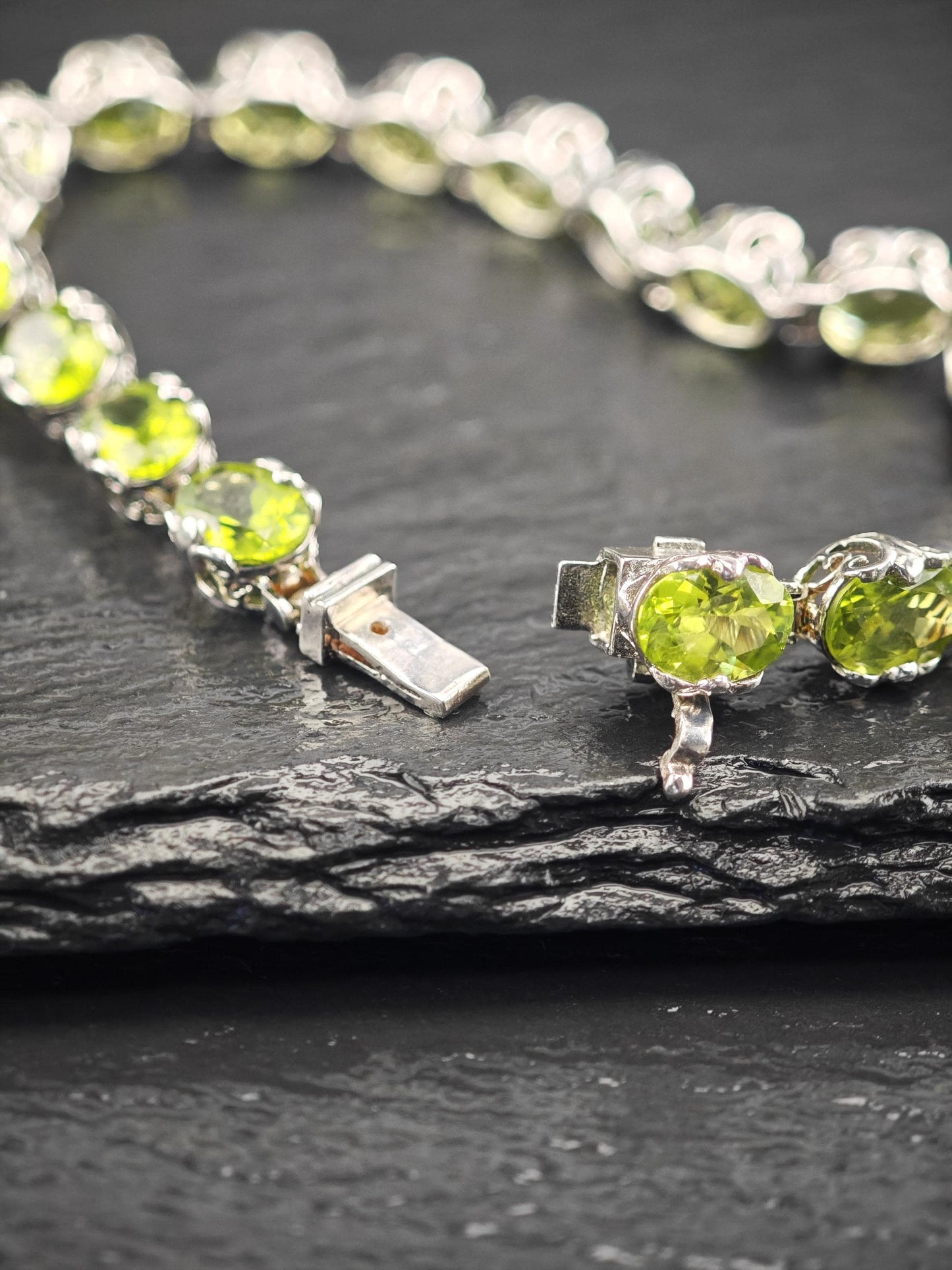 Vintage Natural Peridot Bracelet Sterling Silver