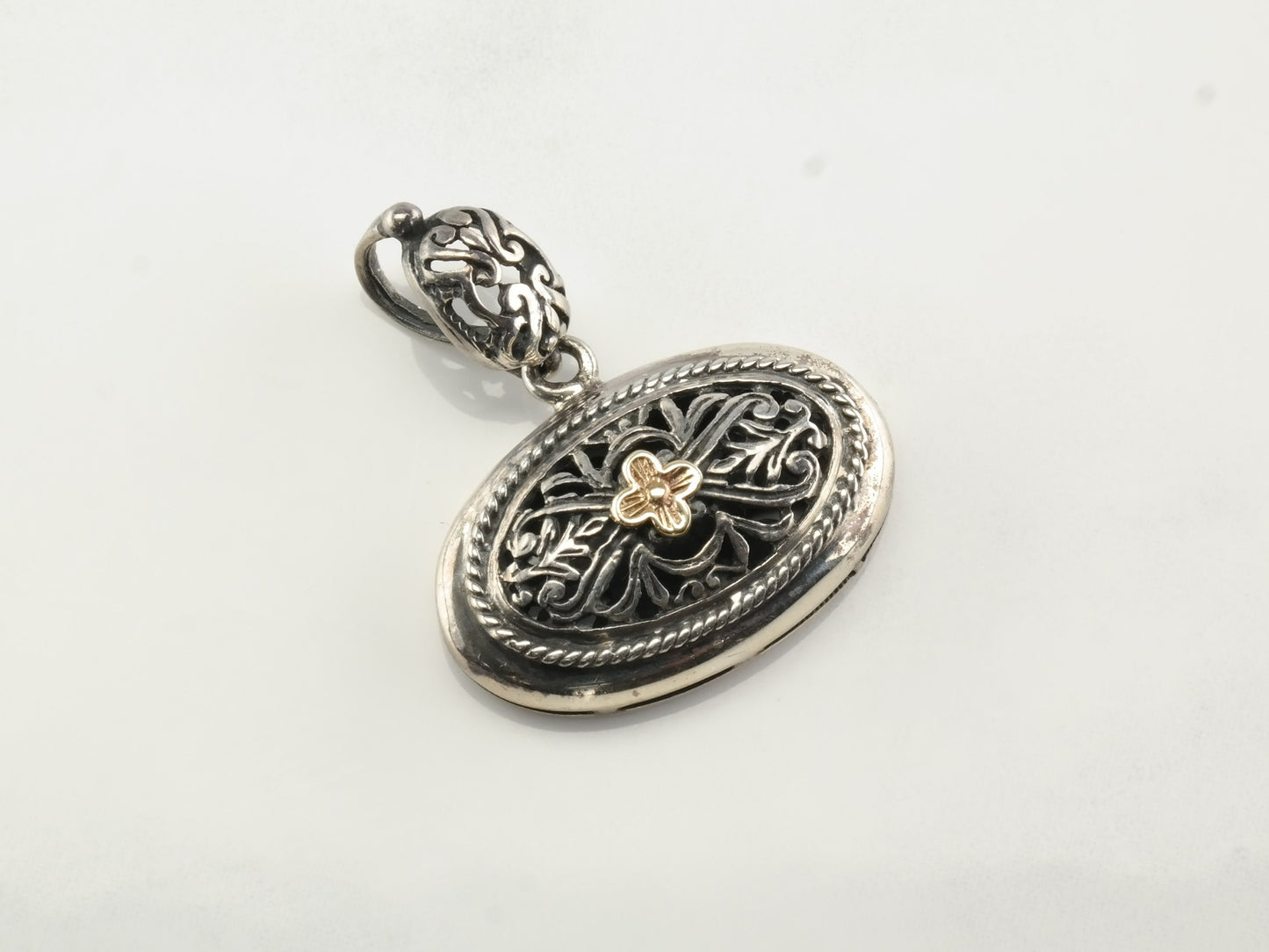 Vintage Flower Sterling Silver 14k Pendant