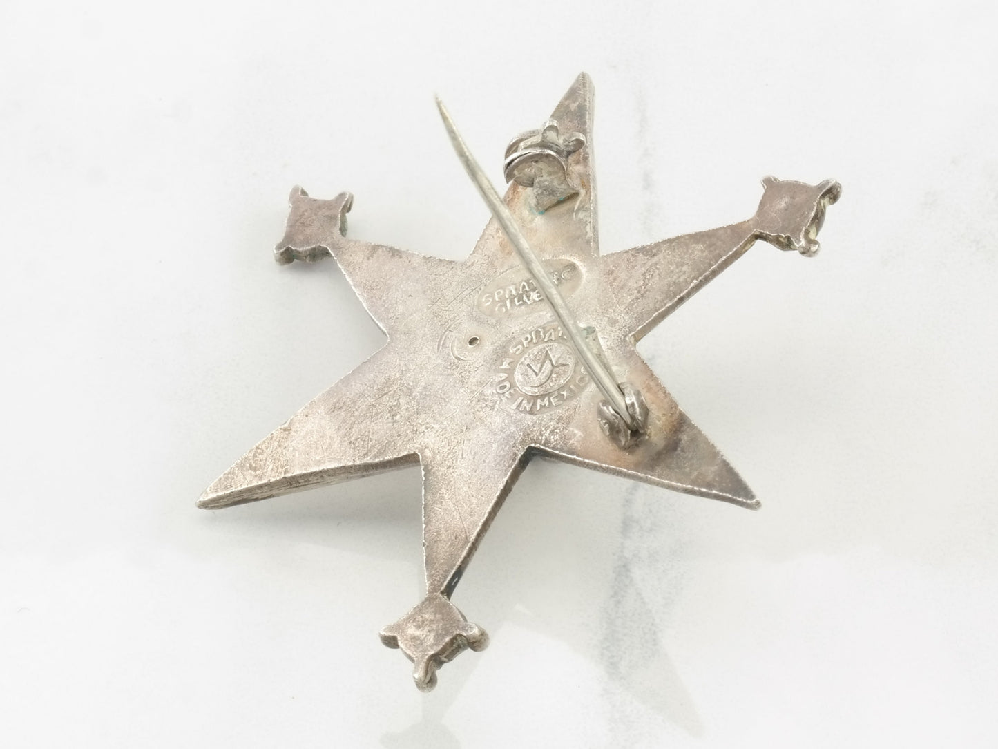 Spratling Sterling Silver 6 point Star Amethyst Brooch B1452