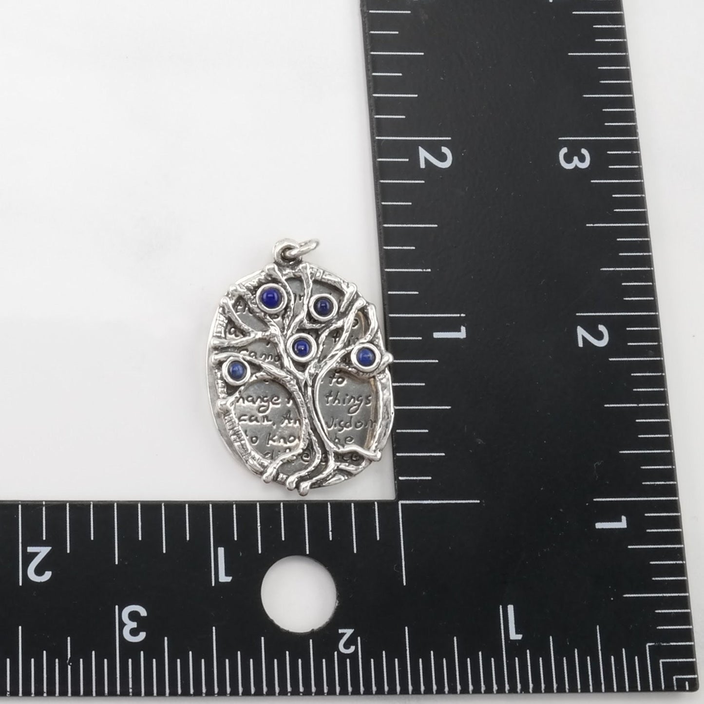 Vintage Lapis Lazuli Tree of Life, Prayer Sterling Silver Pendant