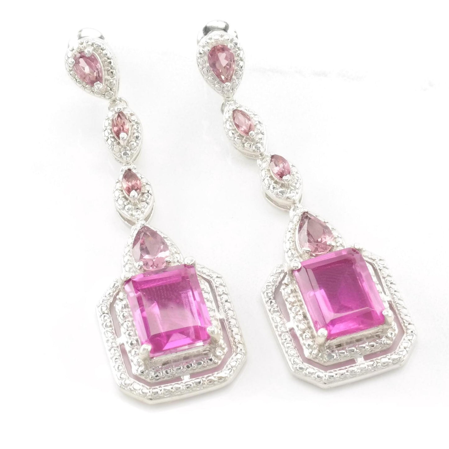 Pink Quartz Doublet Sterling Silver Stud Dangle Earrings