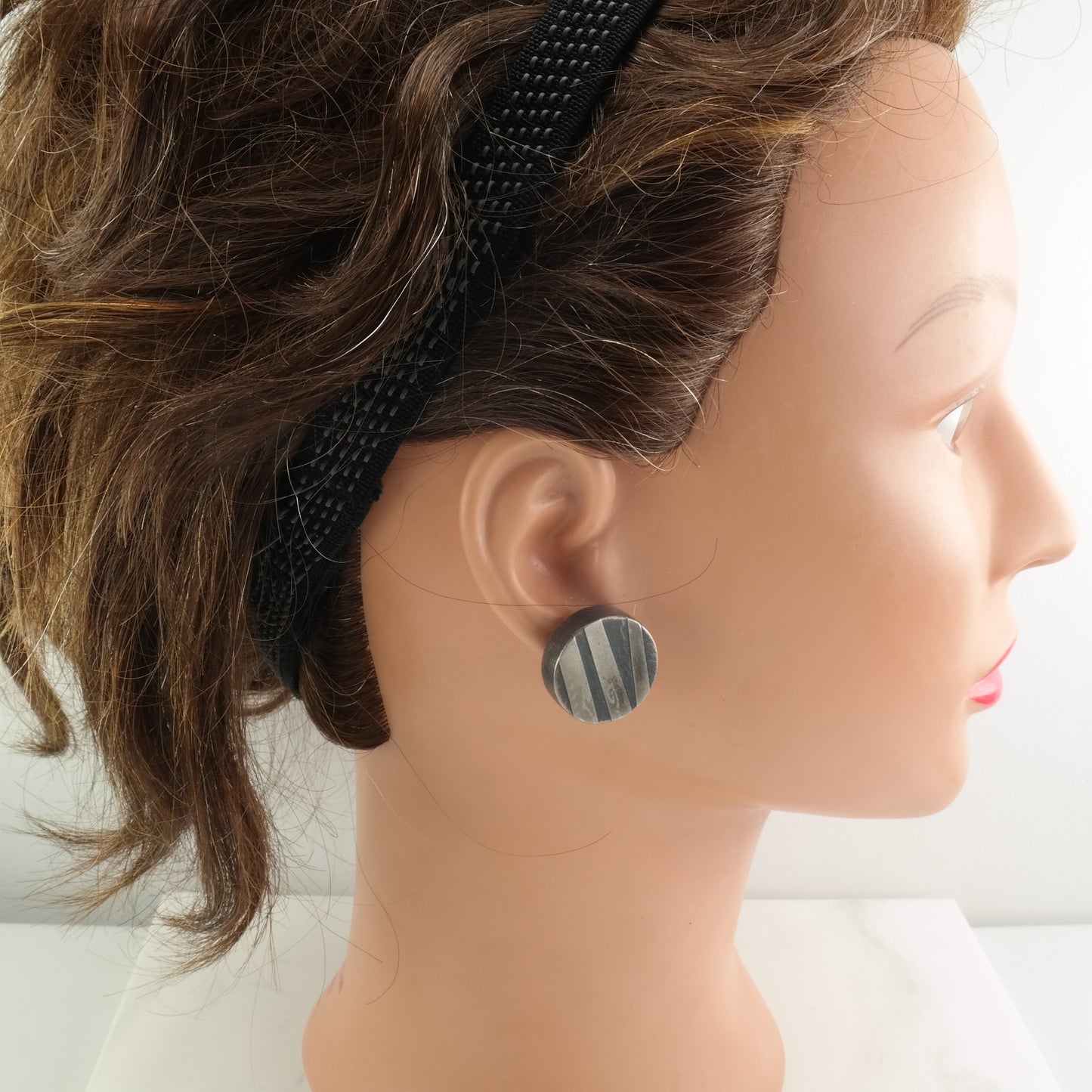 Earrings Sterling Silver Circle Oxidised Stud