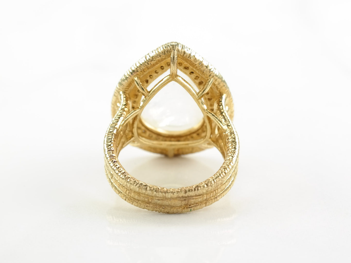 Vintage Sterling Silver Ring Moonstone White Spinel Gold Plated Size 7