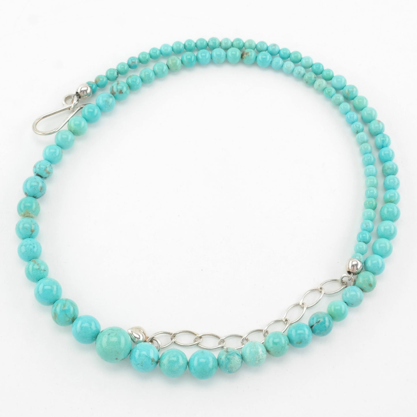 Vintage DTR Sterling Silver Blue Turquoise Bead Necklace