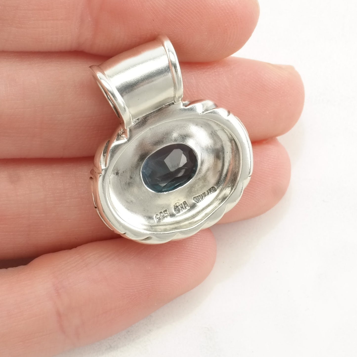 Vintage CNA Topaz Rope Sterling Silver Pendant
