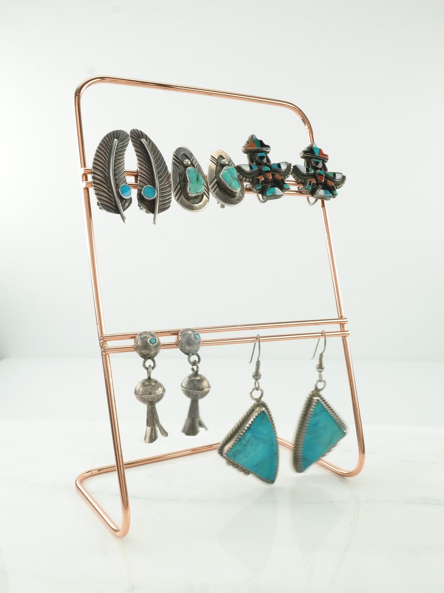 Zuni Sterling Silver Multicolor Kachina Inlay Eagle Dancer Screwback Earrings