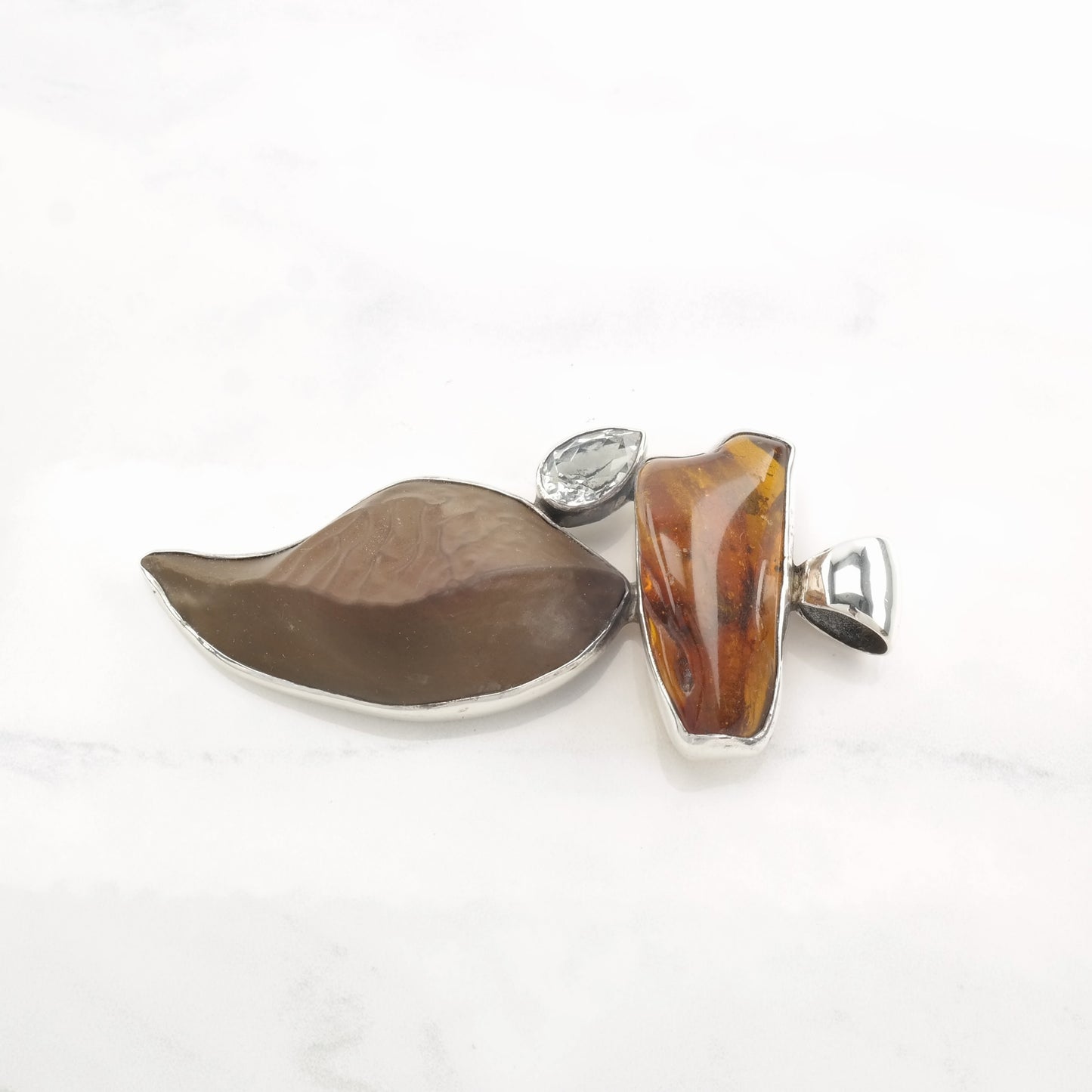 Starborn Sterling Silver Pendant with Baltic Amber & Gemstone