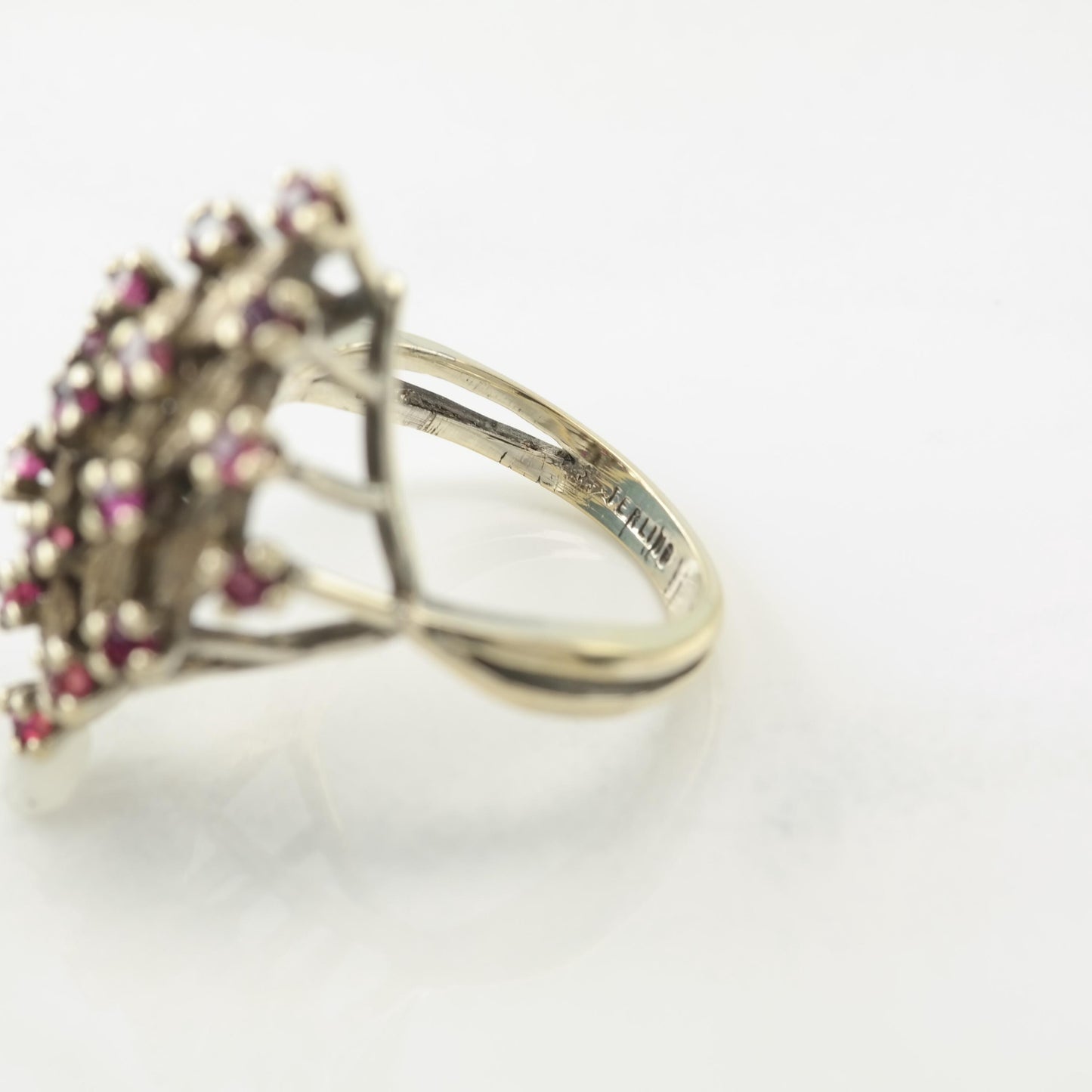 Sterling Silver Ruby Ring Pink Gold Tone Size 6