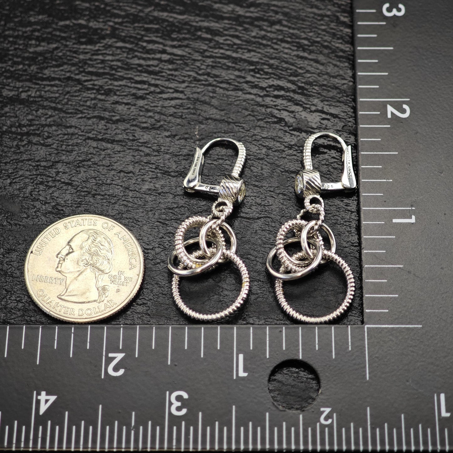 Vintage Judith Ripka Lever Back CZ Sterling Silver Dangle Earrings ER3176